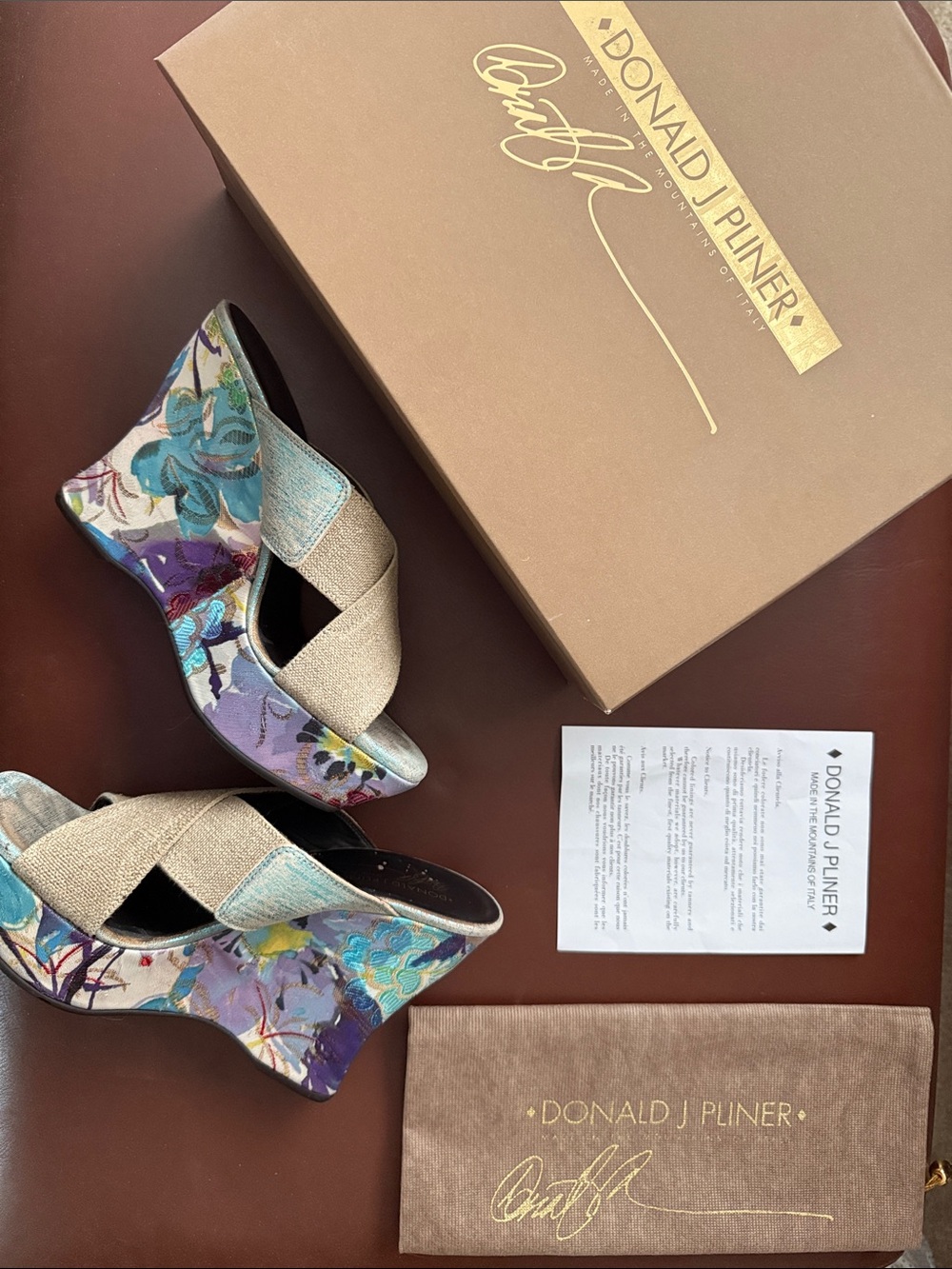 Donald J. Pliner Floral Multi-Color Wedge Sandals